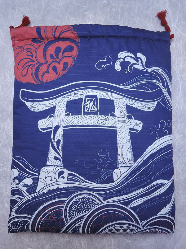 巾着「波和柄」(狐面用)