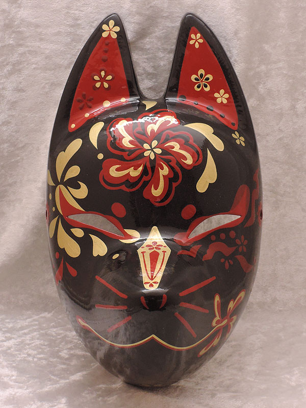 狐面「朱華 黒」