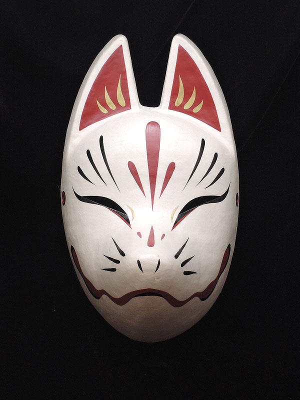 狐面「鈴稲　白」≪羽二重張り≫（小）